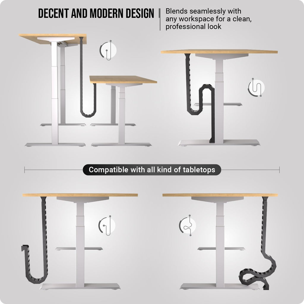 Ultimate Setup Under Desk Cable Management Vertebrae - Perfect for Sit Stand Desk - Wire Management - Adjustable Length - Flexible Cable Spine - Black, 133 cm