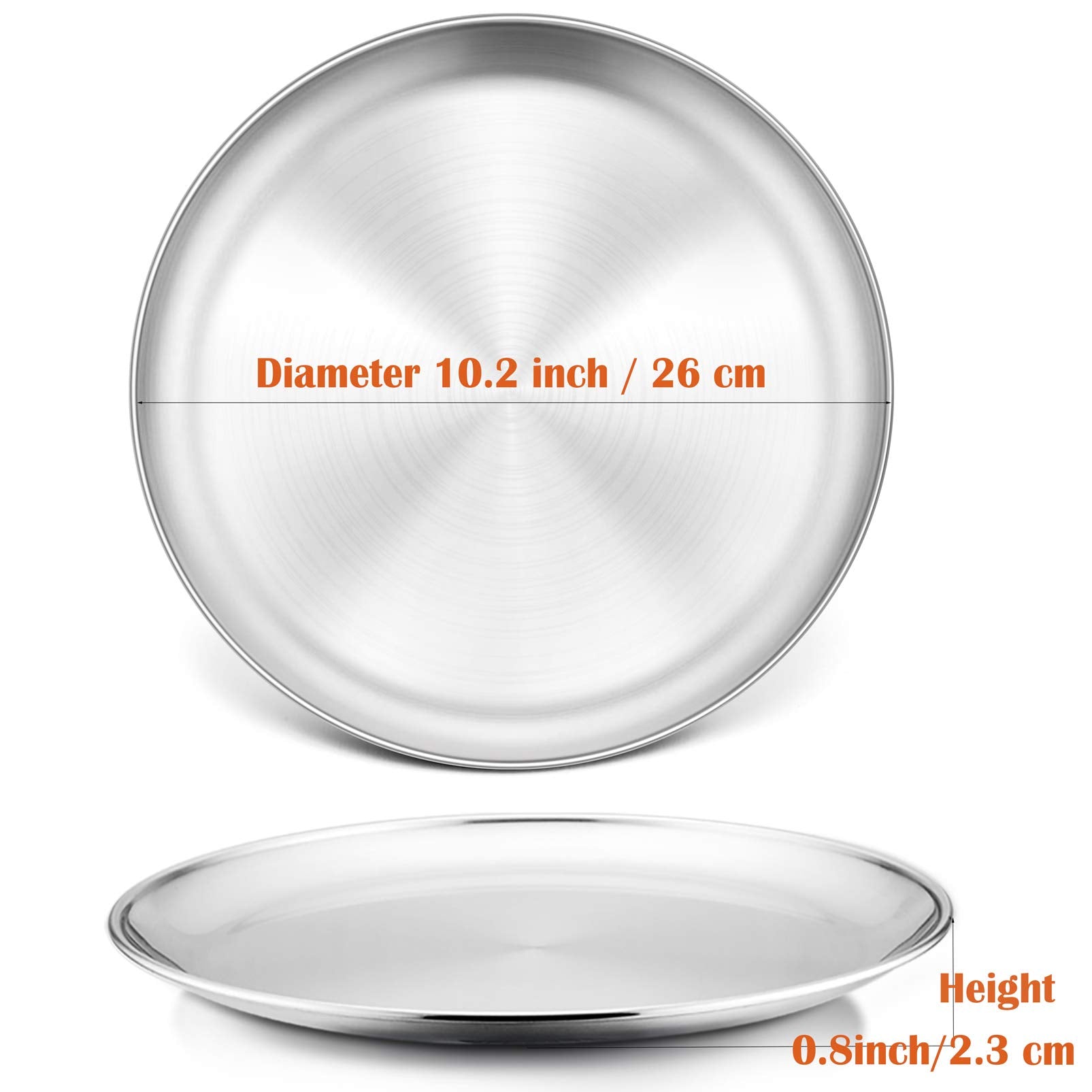 P&P CHEF Pizza Pan Set of 2, Stainless Steel Pizza Tray, Round Pizza Plate For Pie Cookie Pizza Cake, Non Toxic & Heavy Duty, Dishwasher Safe & Easy Clean, 10 Inch & Silver