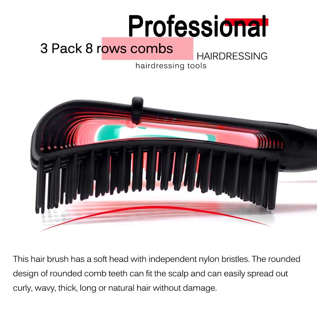 Detangling Brush for Afro America/African Hair Textured 3a to 4c Kinky Wavy/Curly/Coily/Wet/Dry/Oil/Thick/Long, Knots Detangler Scalp Massage Comb Hair Detangler for Women (1 pc, Purple)