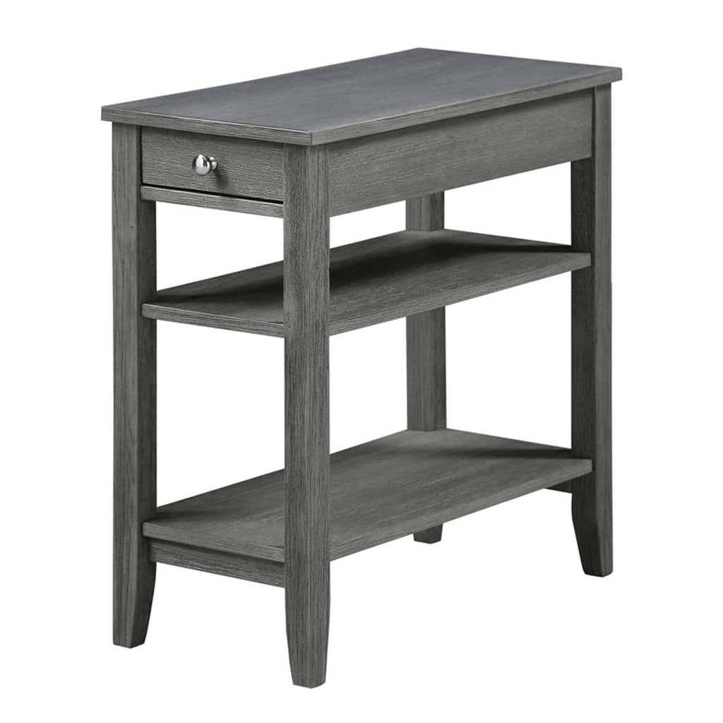 Convenience Concepts American Heritage Chairside End Table with Drawer 23.5" - Classic Living Room Table with Storage Shelf, Bedroom Nightstand, Black