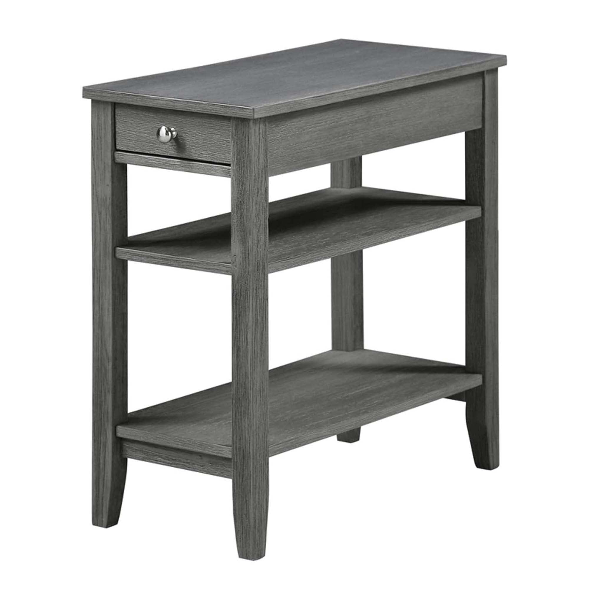 Convenience Concepts American Heritage Chairside End Table with Drawer 23.5" - Classic Living Room Table with Storage Shelf, Bedroom Nightstand, Black
