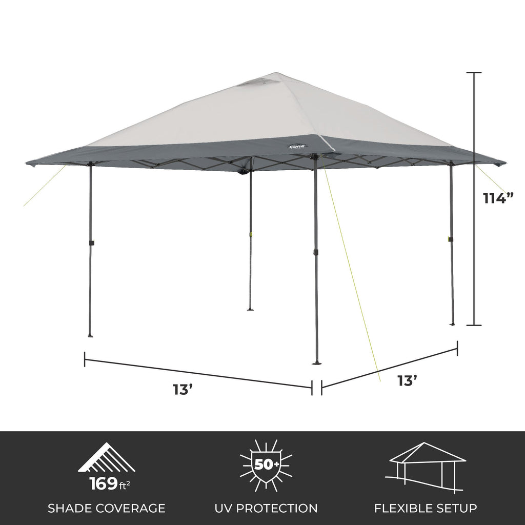 Core Instant Straight Leg Canopy Tent with Adjustable Sun Wall, 6 ft x 4 ft , Gray