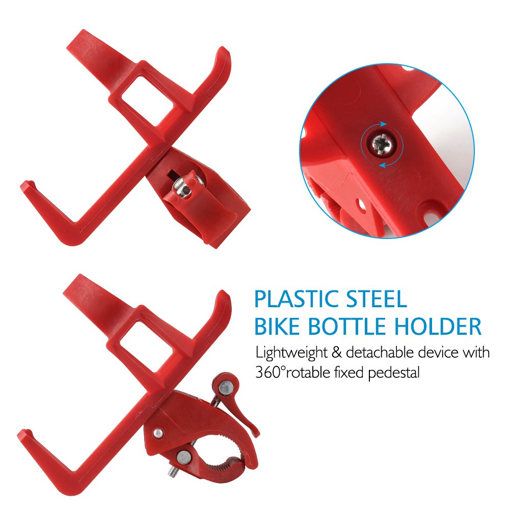 Accmor Bike Water Bottle Holders No Screws, Universal Bike Cup Holder, 360 Degree Rotatable Bike Water Bottle Cage, Water Bottle Holders for Kids Bike Adult Bike, Black