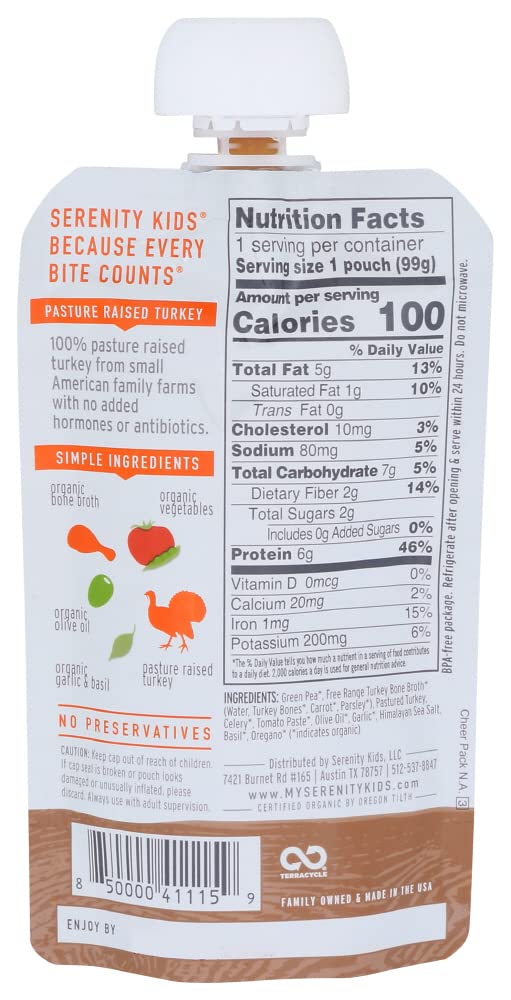 Serenity Kids Bone Broth Puree Made With Organic Veggies | Clean Label Project Purity Award Certified | 3.5 Ounce BPA-Free Pouch | Grass Fed Beef Pot Roast | 1 Count