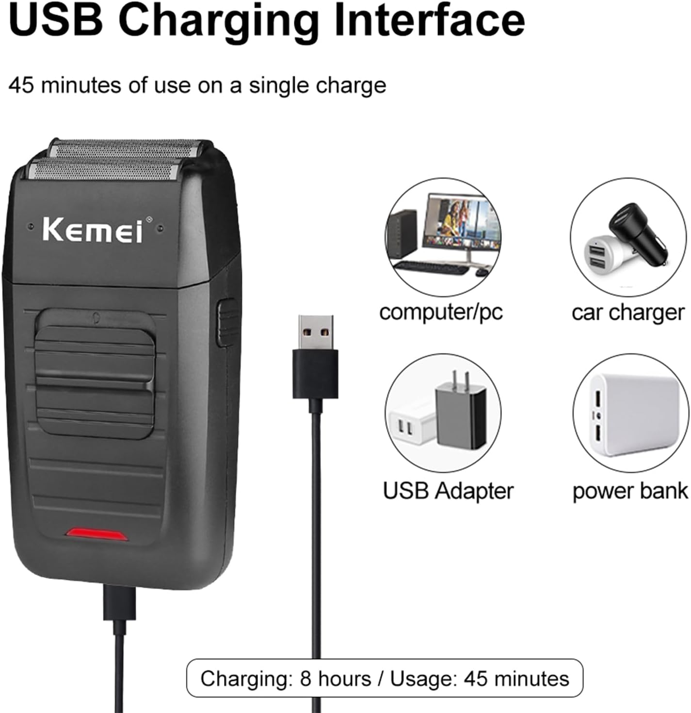 KEMEI Professional Hair Clipper, Hair Trimmer, Beard Shaver Set for Men, Electric Cordless Barber Clipper Beard Trimmer, Rechargeable Fade Clipper Haircutting Kit, KM-2299, KM-2296, KM-1102