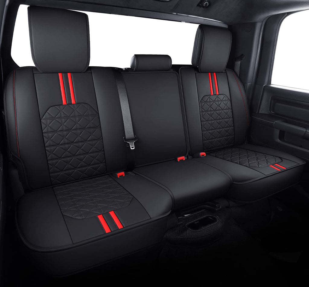 YIERTAI Dodge RAM Seat Covers Fit for 2009-2023 2024 2025 2026 1500/2500/3500HD Pickup Front Seats Only Crew Double Cab Quad Cab Waterproof Leather Seat Covers(2 PCS Front only/Black)