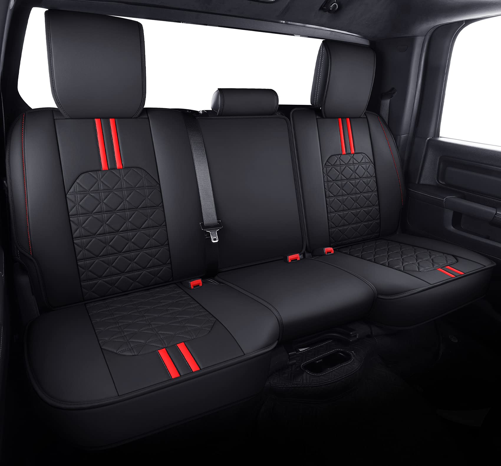 YIERTAI Dodge RAM Seat Covers Fit for 2009-2023 2024 2025 2026 1500/2500/3500HD Pickup Front Seats Only Crew Double Cab Quad Cab Waterproof Leather Seat Covers(2 PCS Front only/Black)