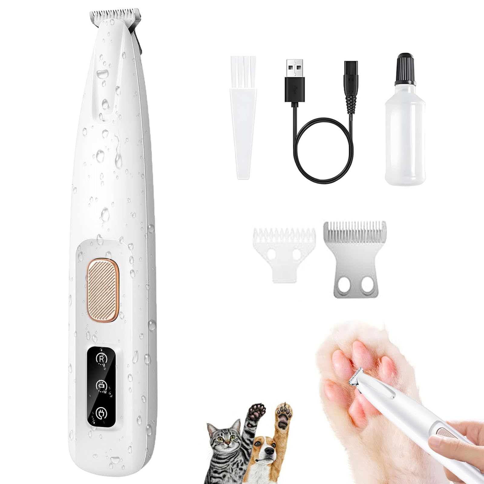 1PC Dog Paw Trimmer with LED Light,35dB Low Noise Precision Pet Paw Trimmer for Dogs Cats Grooming Clippers,Safety Electric Paw Hair Trimmer for Paws,Ears,Rump,Face,Eyes,Dog