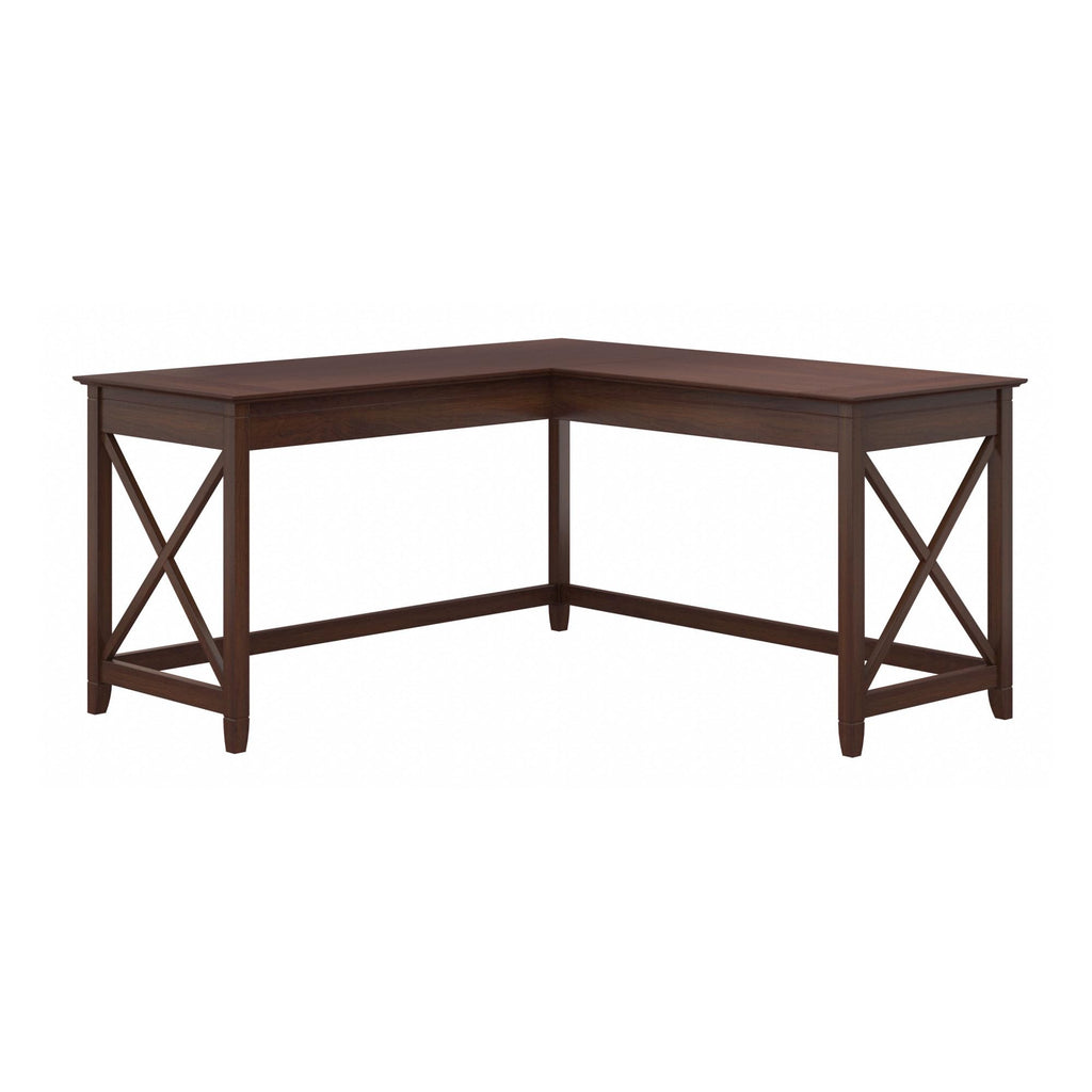 Bush Home Key West 60W Modern Farmhouse L Shaped Desk in Bing Cherry, 60-Inch Corner Computer Table for Home Office Workspace