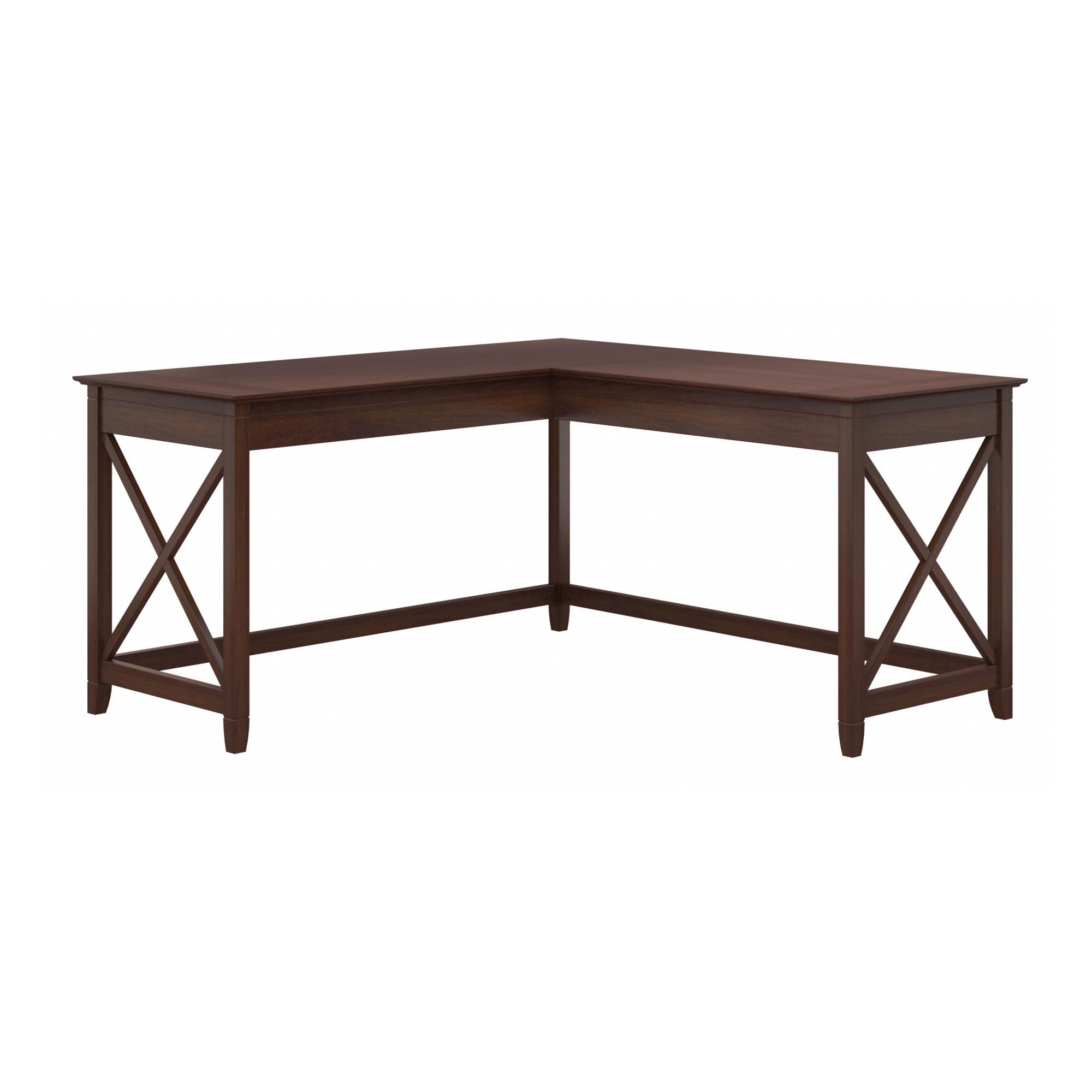 Bush Home Key West 60W Modern Farmhouse L Shaped Desk in Bing Cherry, 60-Inch Corner Computer Table for Home Office Workspace