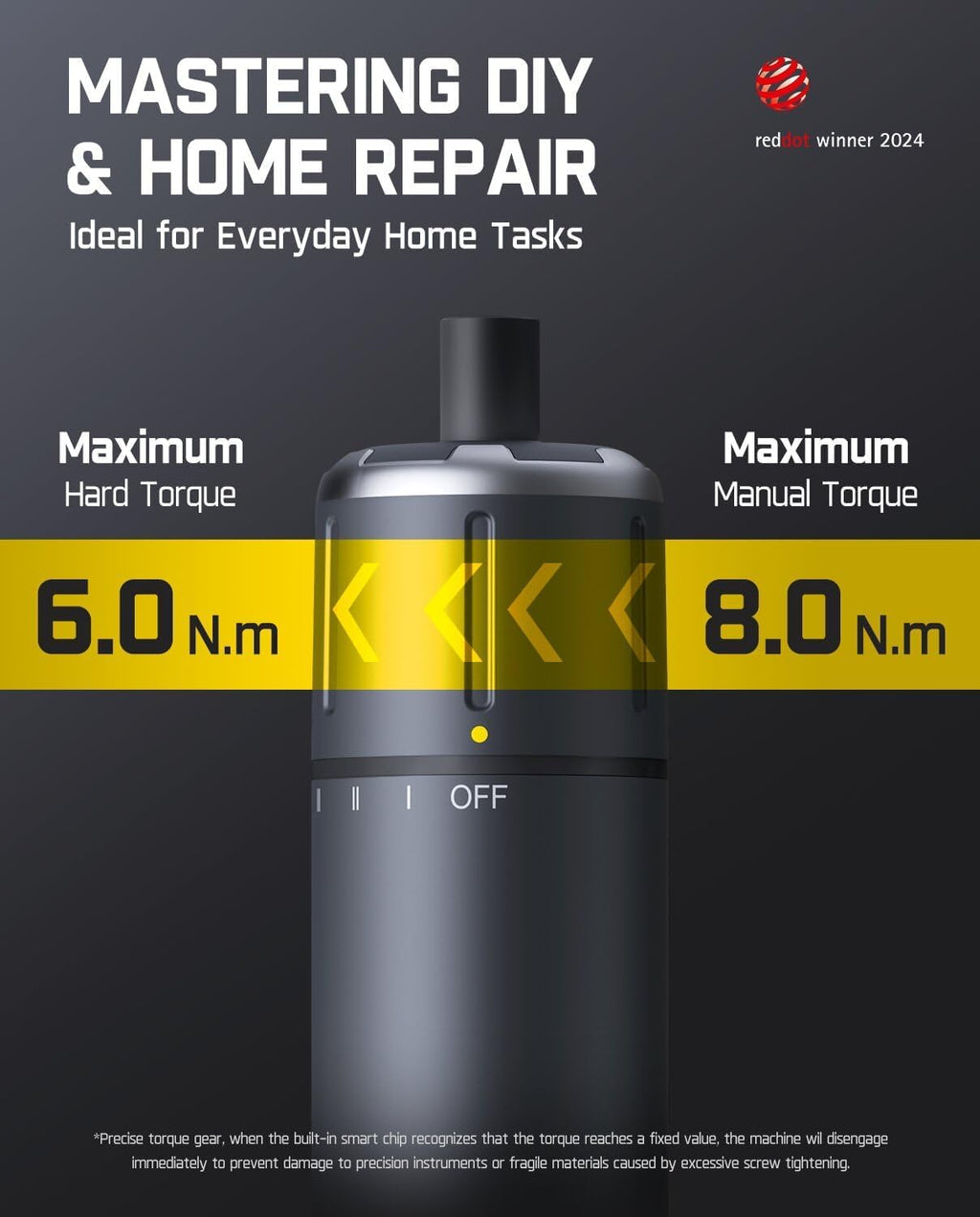 Fanttik S1 Pro Electric Screwdriver, Power Screwdriver with16 S2 Steel Bits, 3 Torque Settings, Max 6 N.m, 2000mAh Battery, LED Light & 1/4''Hex, Ideal Tool for Furniture & Gaming PC