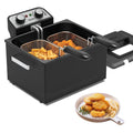 1800W 5 Liters/21 Cups Large Electric Deep Fryer with 3 Frying Baskets, Adjustable Temperature,View Window Lid,Countertop Stainless Steel Body Deep Fryer Pot,Perfect for Kitchen, Fry Fish for Home Use