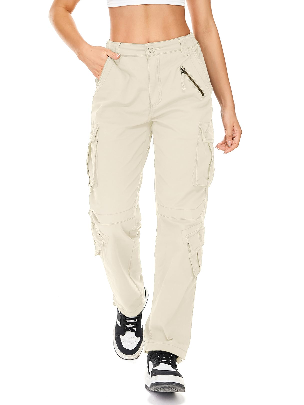 Womens Cargo Pants Army Combat Work Pants with 8 Pockets Casual Cotton Ripstop Construction Pants
