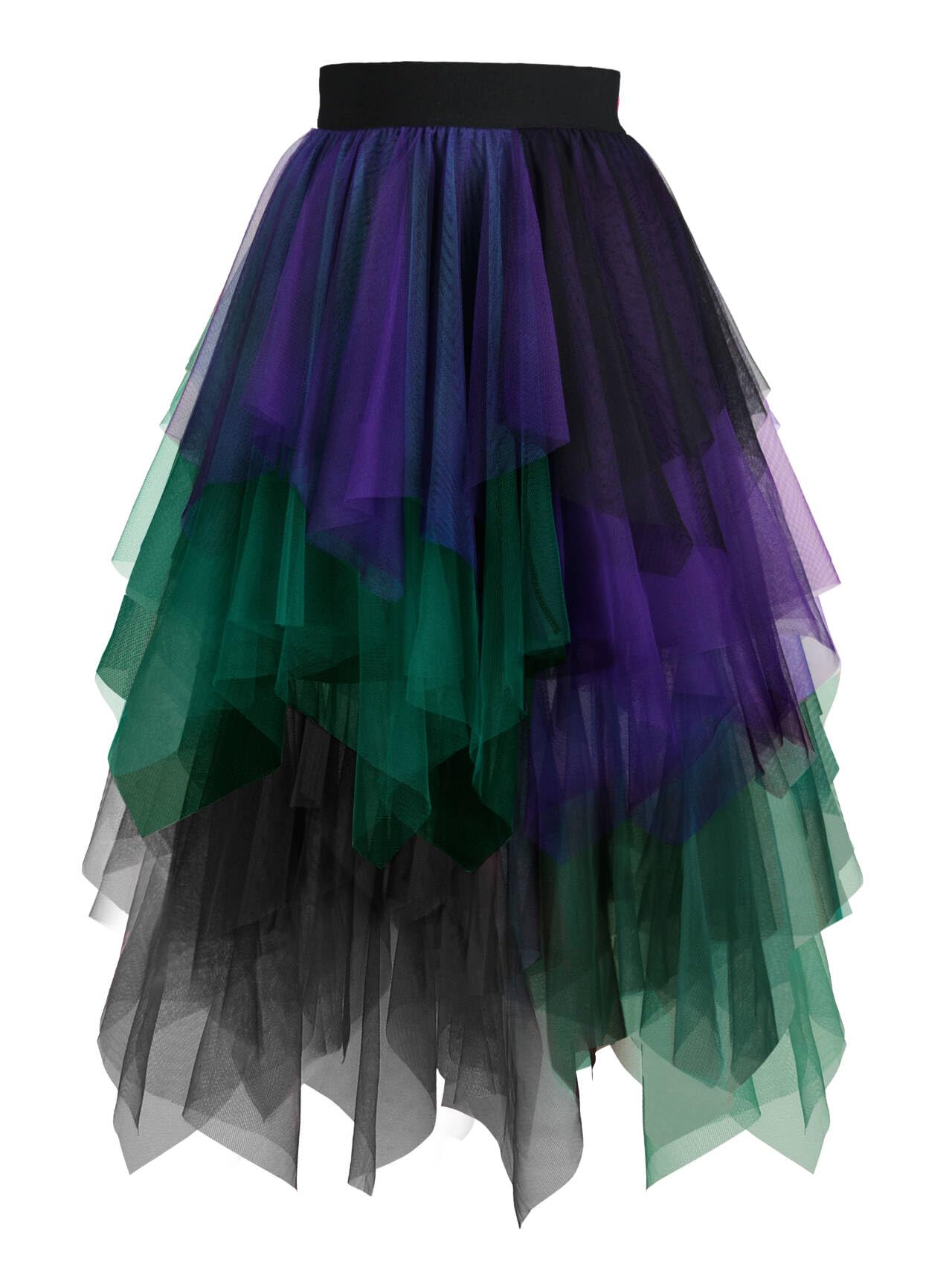 Hanpceirs Women's Tulle Skirts High Low Layered A-line Midi Skirt Irregular Tutu for Women
