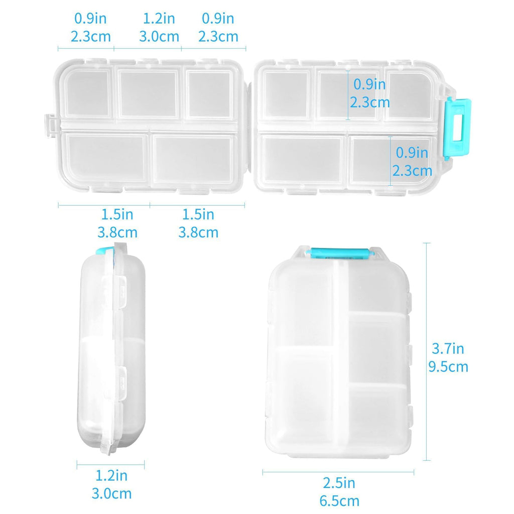 1Pack Travel Pill Organizer - 10 Compartments Pill Case, Compact and Portable Pill Box, Perfect for On-The-Go Storage, Pill Holder for Purse Blue