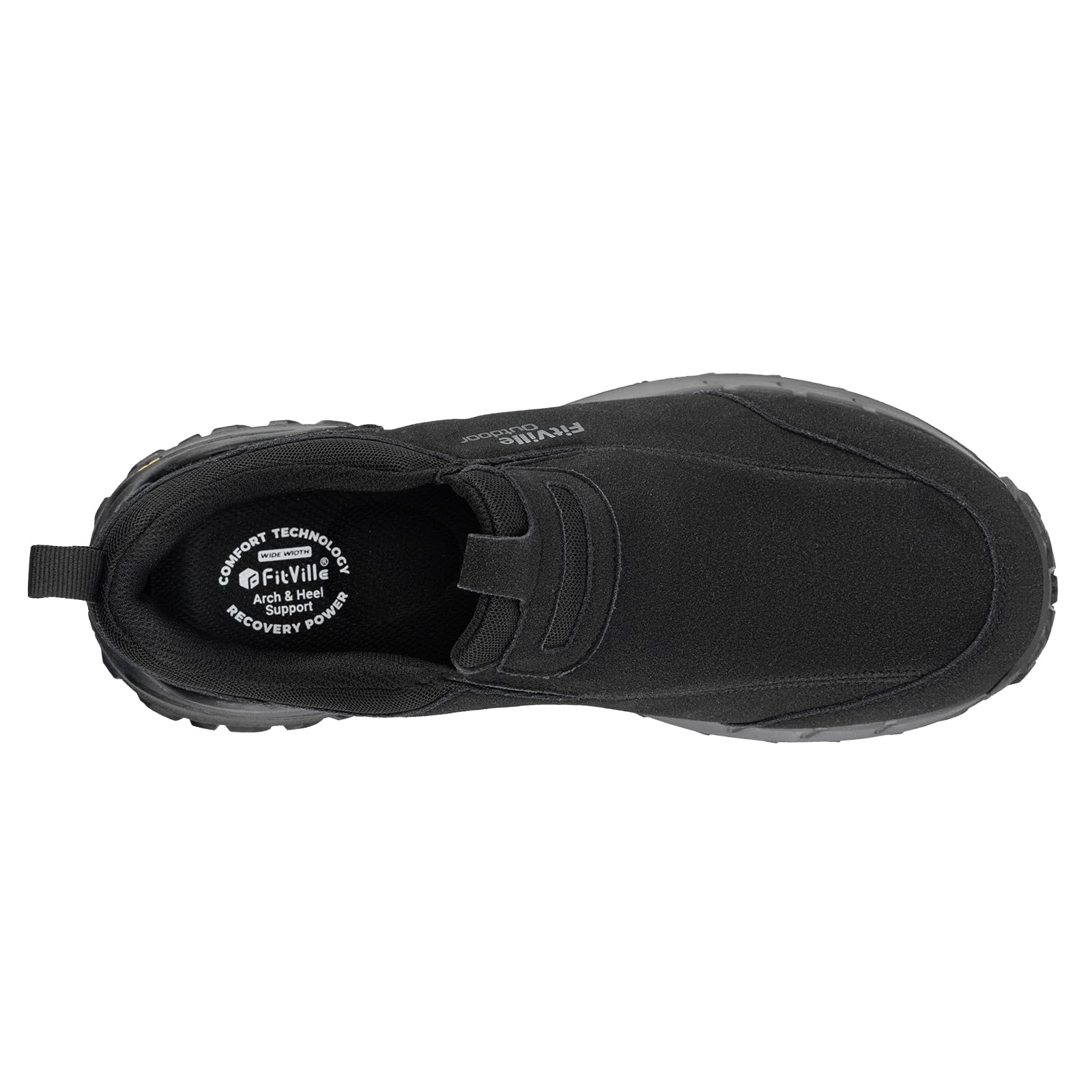 FitVille Wide Slip on Shoes for Men Hiking Walking Shoes Trekking Loafer with Arch Support | Slip Resistant | Wide Toe Box