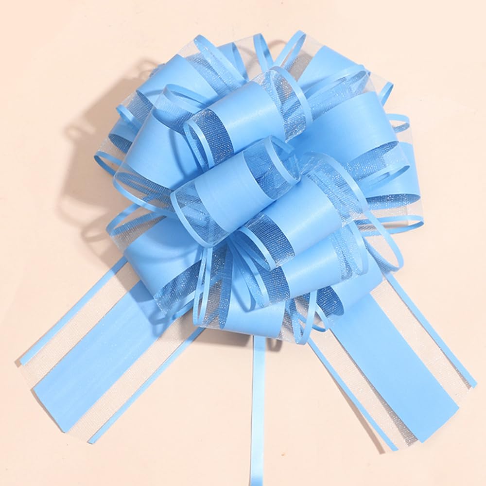 6 PCS Large Pull Bows,Bow for Gift Wrapping,6 inches,Christmas Party Birthday Gift Wedding Ribbon Bows for Wrapping Boxes or Flower Decorations, Valentine's Day Gift Decorations