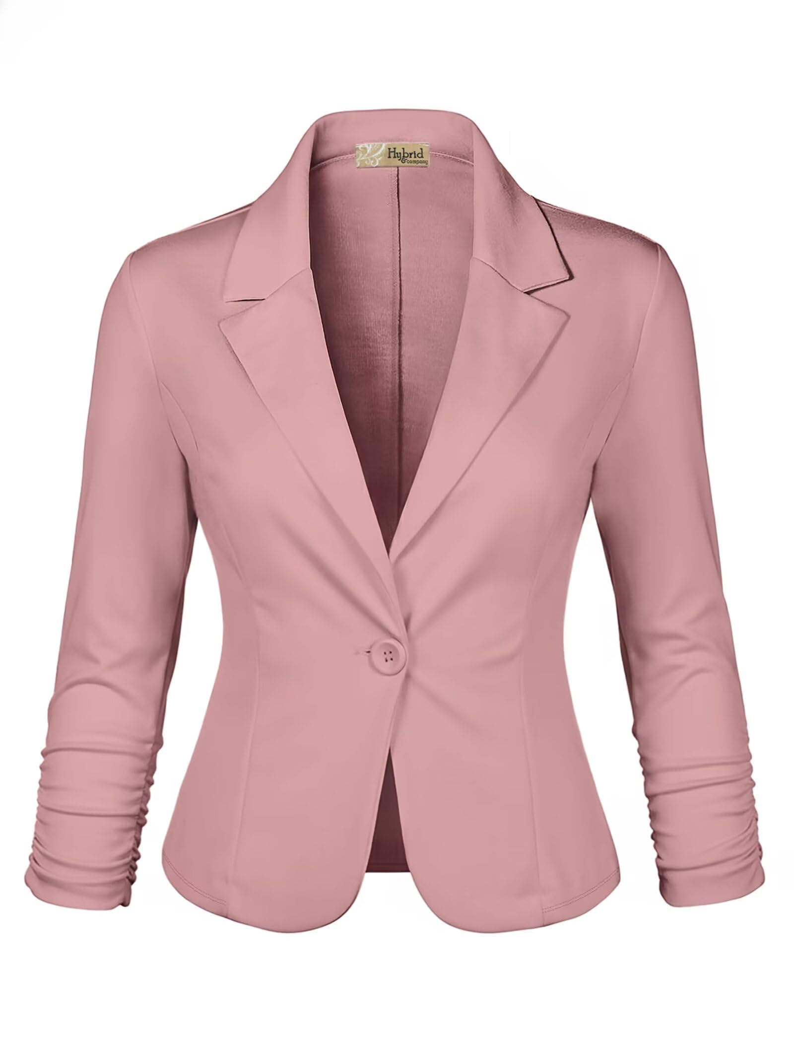 Hybrid & Company Women's Lightweight Casual Work Office Stretch Ponte Cardigan Blazer Jacket Made in USA