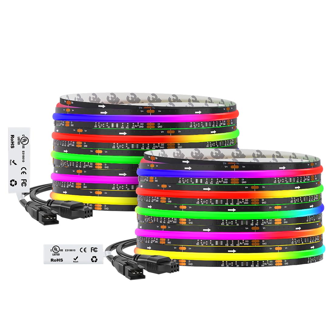 BTF-LIGHTING WS2811 Smart IC RGB FCOB COB LED Strip, UL Listed 630LEDs/m High Density Color Chasing Uniform Light, DC12V 12FT 10mm Width Tape Light for Home Party DIY Decor(No Adapter or Controller)