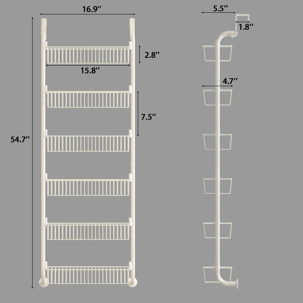 MIAOLI Over the Door Pantry Organizers and Storage, 8-Tier Spice Rack, Home & Kitchen Storage Shelves for Cabinet, Large Capacity Hanging Seasoning Organizer, Laundry Room Organization, White