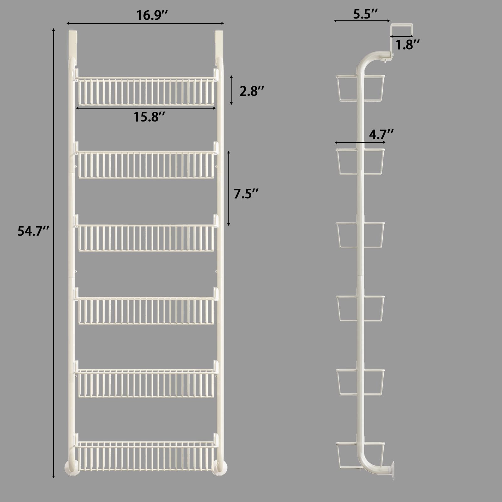MIAOLI Over the Door Pantry Organizers and Storage, 8-Tier Spice Rack, Home & Kitchen Storage Shelves for Cabinet, Large Capacity Hanging Seasoning Organizer, Laundry Room Organization, White