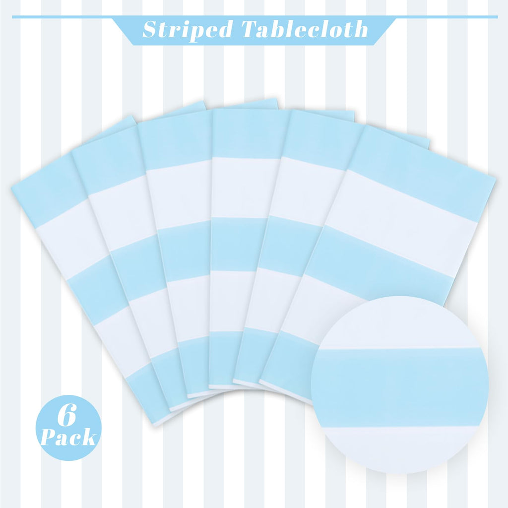 Kesfey 3 Packs Black and White Horizontal Striped Table Cloth 54 x 108 Inch Classic Black Stripe Tablecloths Disposable Plastic Stripe Table Covers Waterproof Picnic Tablecover for Halloween Party