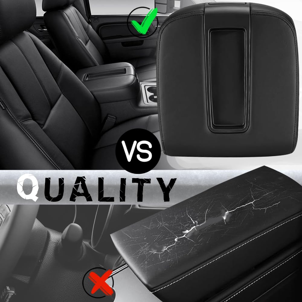 Upgrade Silverado/Sierra Center Console Armrest lid Cover Compatible with 2007-2013 Silverado Tahoe Suburba Avalanche Sierra Yukon XL Arm rest Center Console Cover Lid, Replac OE 19328711, Beige