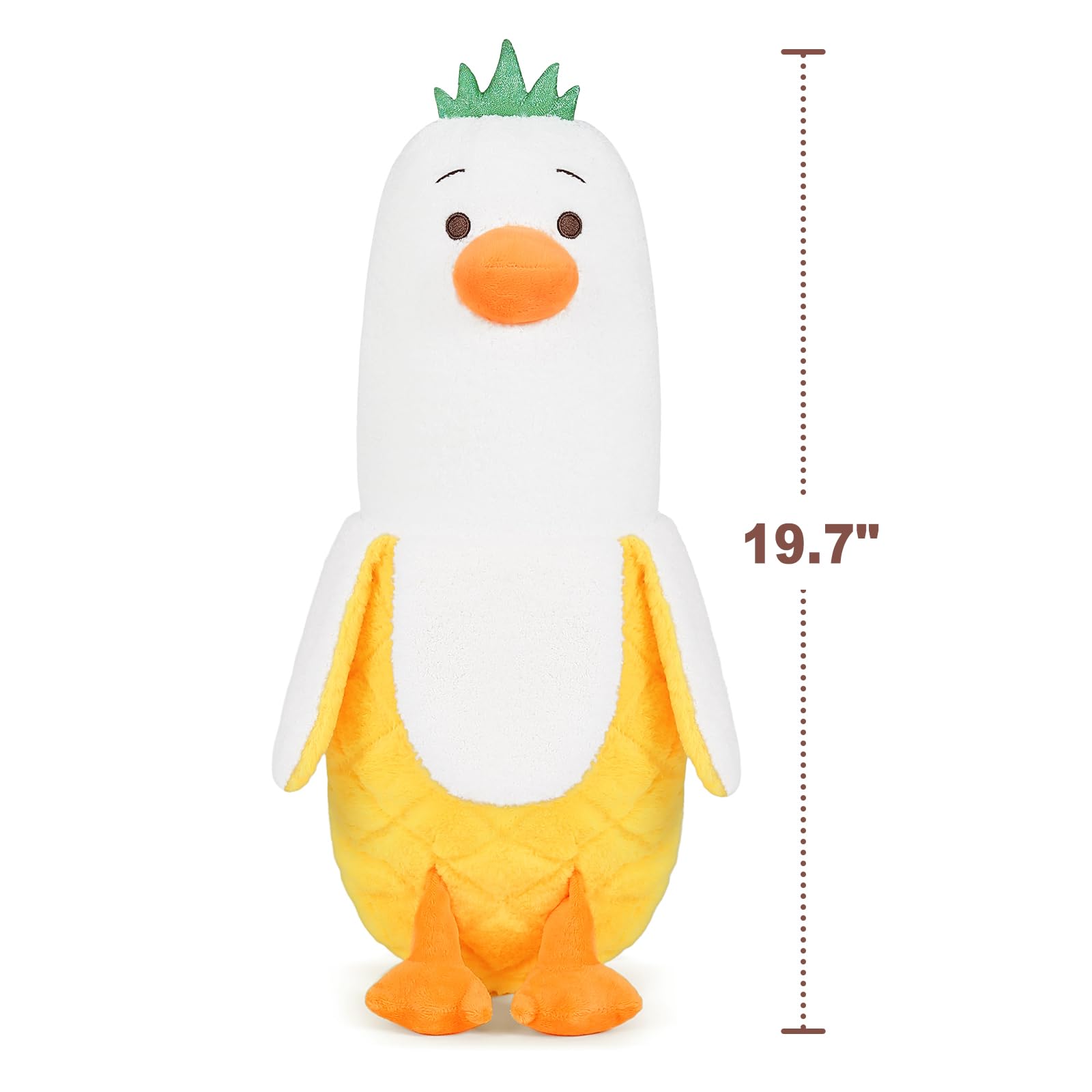 PEACH CAT Cute Banana Duck Stuffed Animal Long Banana Chef Duck Plush Pillow for Girls and Boys White 12"