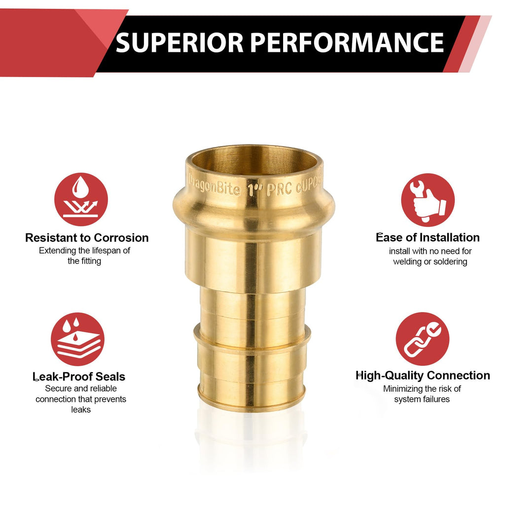 (Pack of 2) EFIELD 1" Copper Press X 1" PEX Crimp Coupling Brass Adapters For Copper and Pex Pipe Connection,(PEX1807388-2PCS)