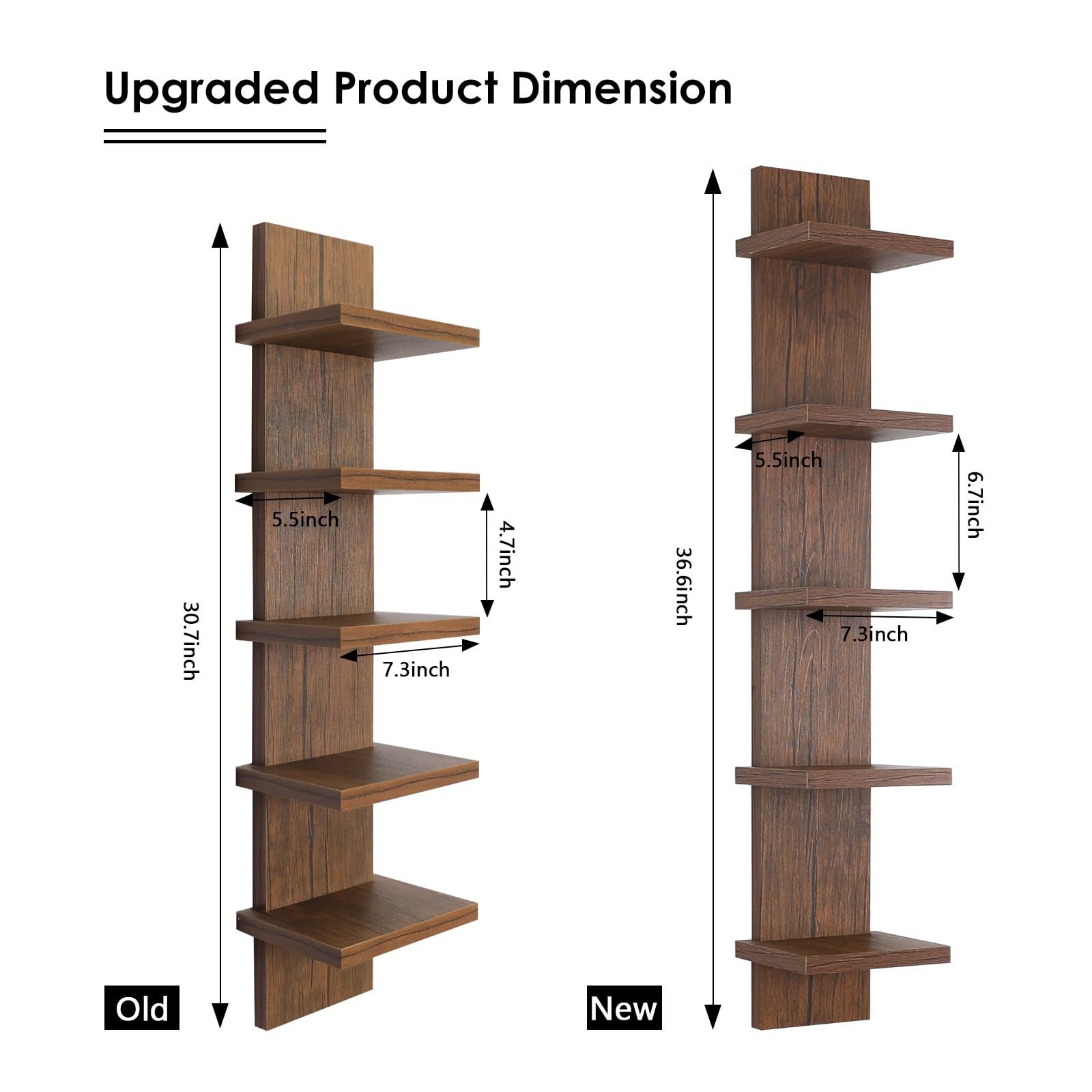 Homaterial Wall Shelves 4 Tier, Simple Vertical Corner Shelf for Room, Kitchen Wall Decor, Makeup Perfume Organizer,Decorative Shelving Unit, Black