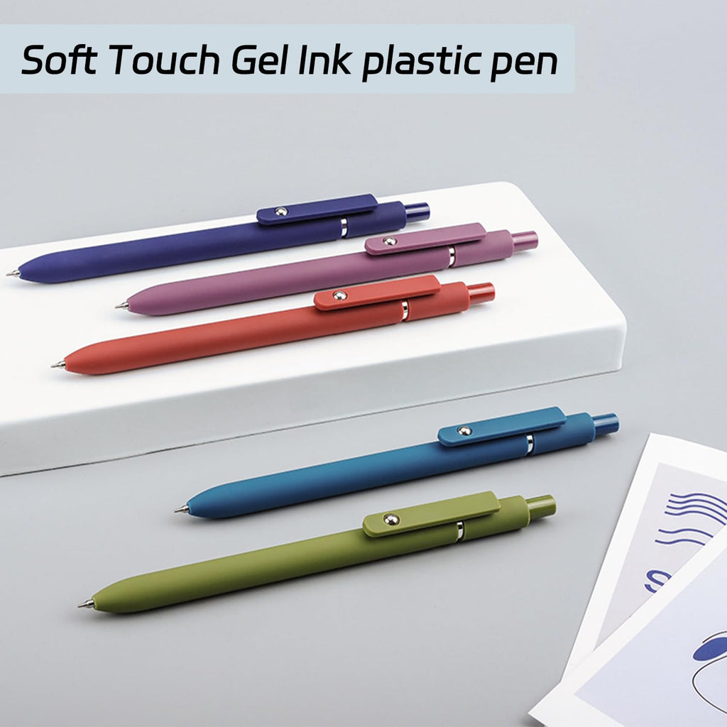 ACEES Gel Pens, 6 Pcs 0.5mm Fine Point Black Ink Pen With Smooth Writing, Office Desk Accessories, School Writing Supplies Gifts for Men Women, Quick Dry Pens For Journaling, Black/Gray/White