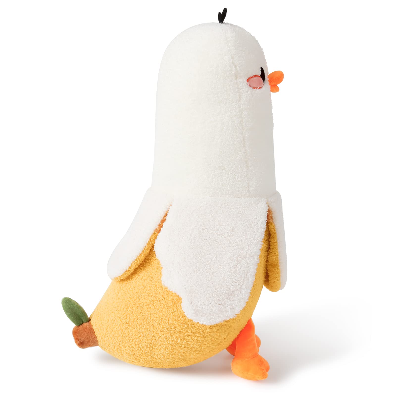 PEACH CAT Cute Banana Duck Stuffed Animal Long Banana Chef Duck Plush Pillow for Girls and Boys White 12"