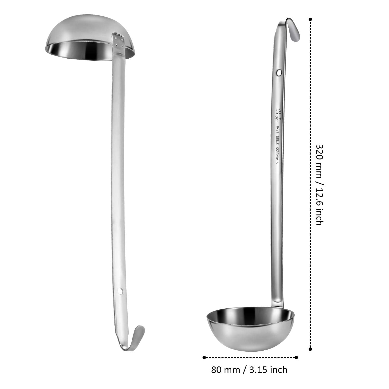 meekoo 1 Pieces Stainless Steel Ladle Soup Handle Ladle with Pouring Rim for Kitchen Cooking Soup Sauce (1 oz)