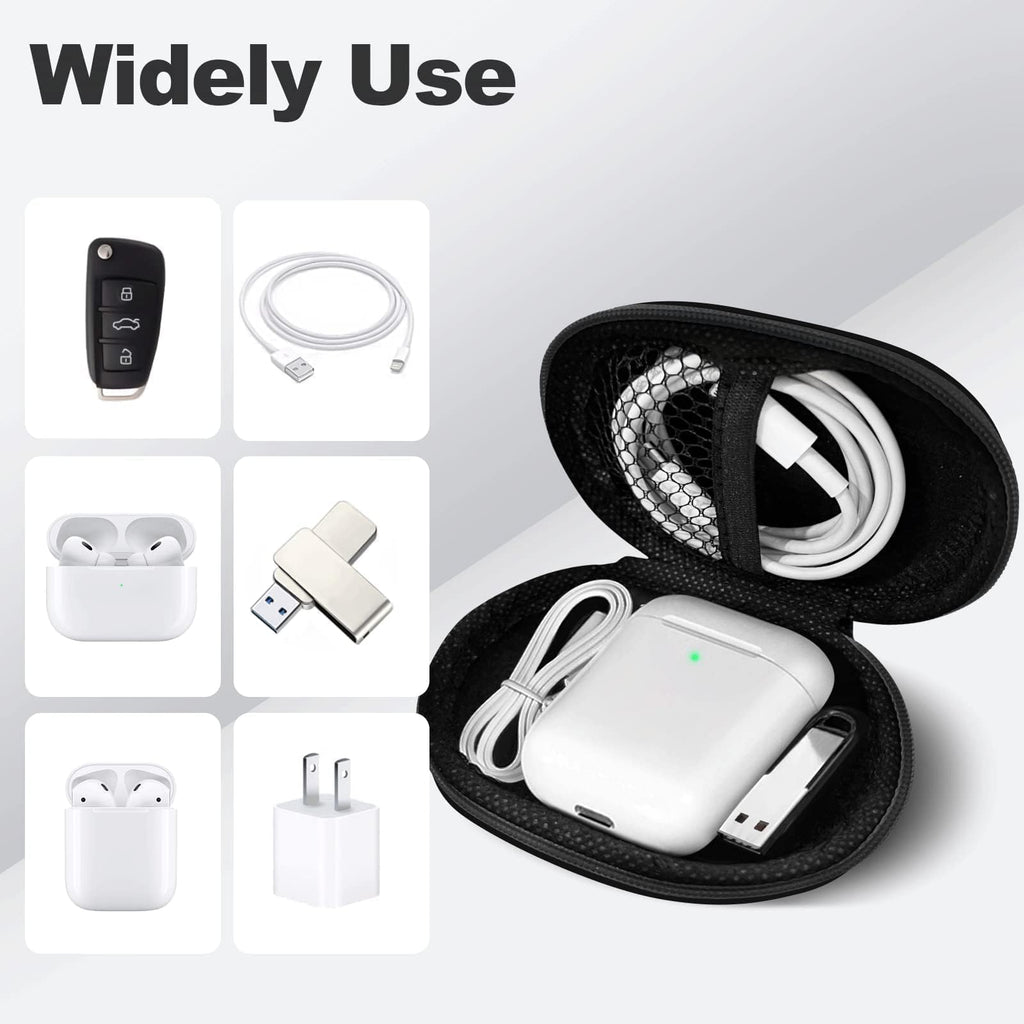 2Pack Oval Earbud Case Portable EVA Carrying Case Storage Bag Cell Phone Accessories Organizer with Carabiner for Earphone, Earbud, Earpieces, SD Memory Card, Camera Chips, Black/Purple