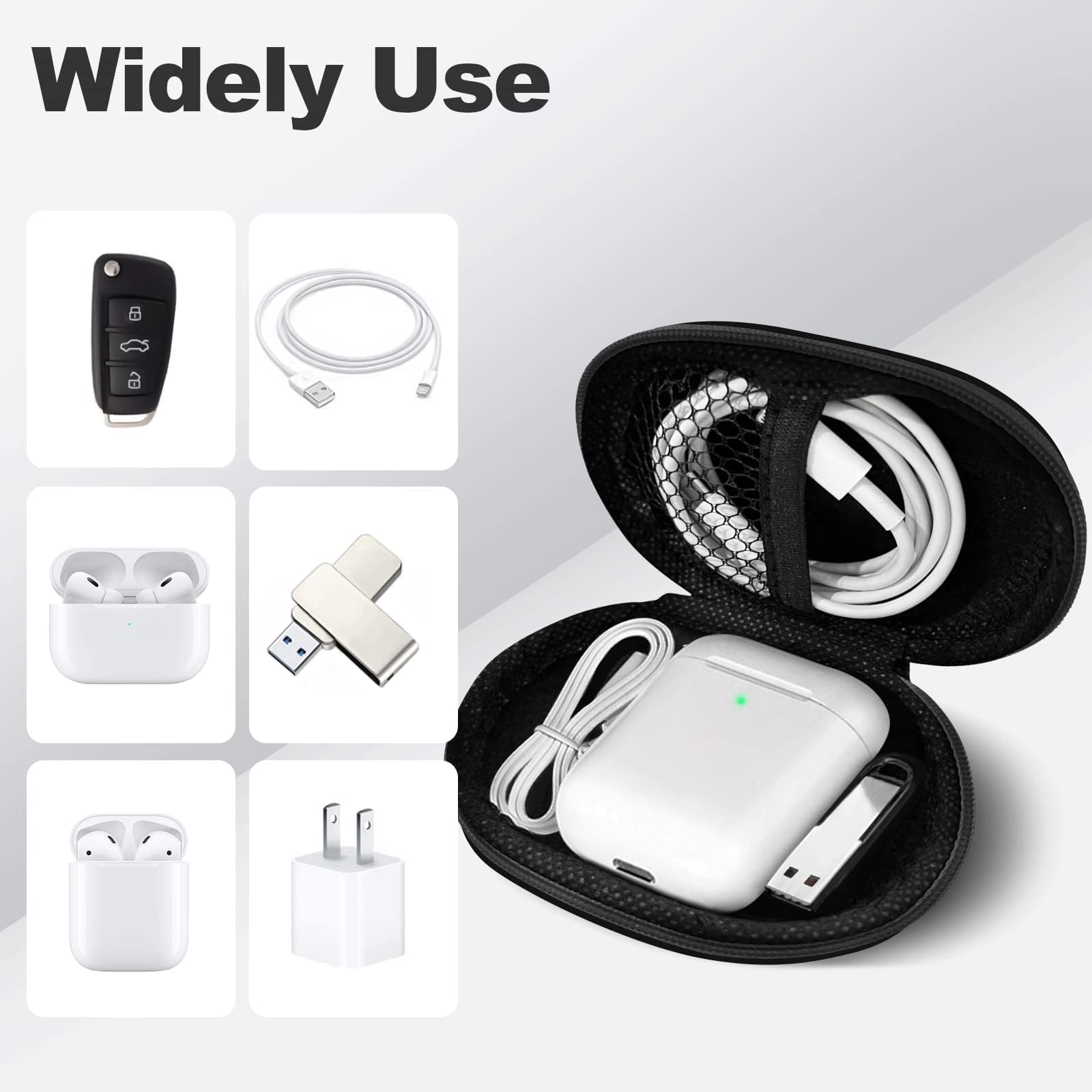 2Pack Oval Earbud Case Portable EVA Carrying Case Storage Bag Cell Phone Accessories Organizer with Carabiner for Earphone, Earbud, Earpieces, SD Memory Card, Camera Chips, Black/Purple