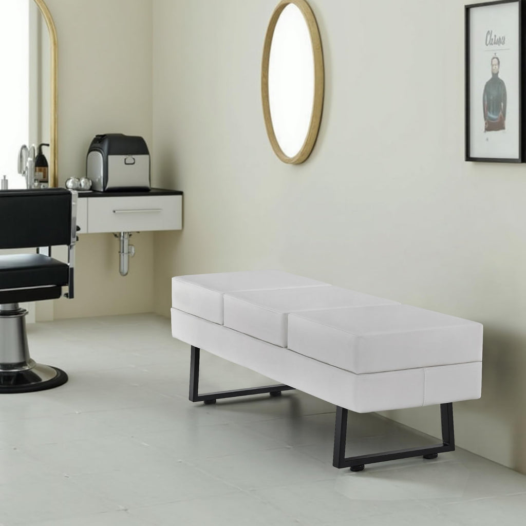 BarberPub Waiting Room Chairs, Heavy Duty Office Guest Reception Bench, Faux Leather Upholstered Lobby Chairs for Salon, Conference Room 7008 (Black)