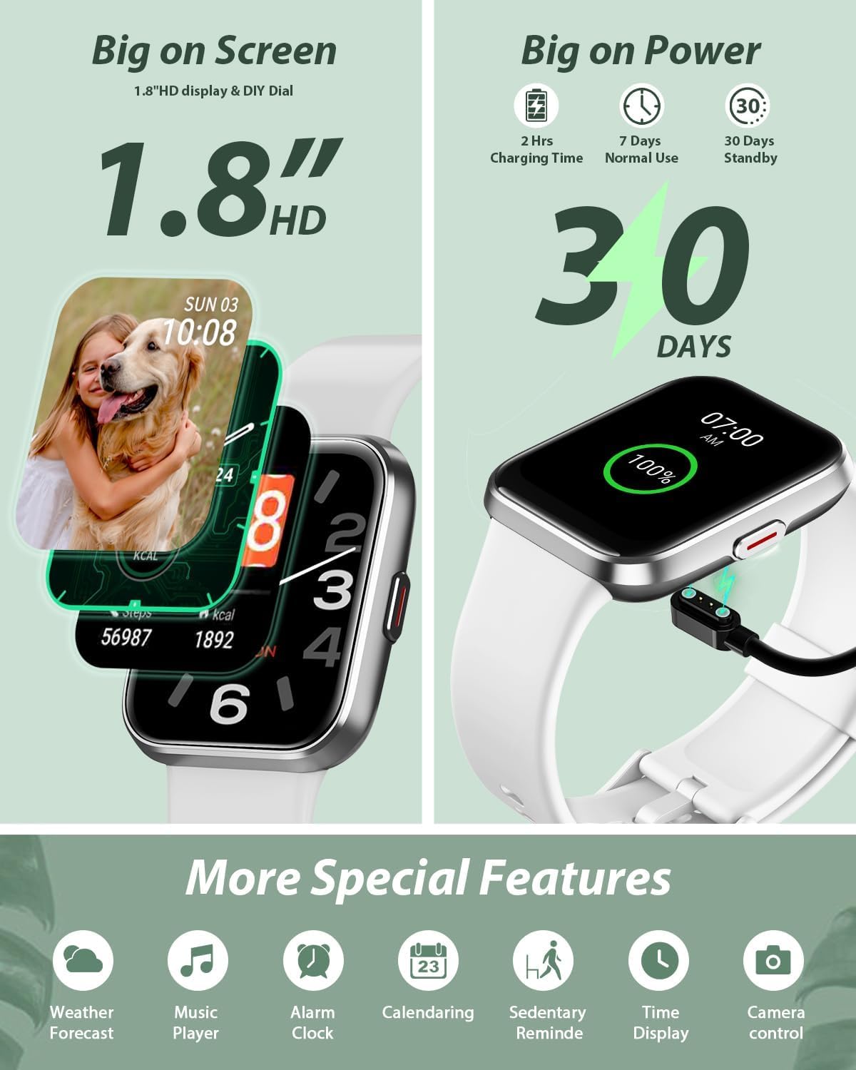 Tensky Smart Watch for Men/Women Android/iPhone/Samsung, Alexa Built-in, 1.8" Touch Screen Fitness Tracker with Answer/Make Calls, 3ATM Waterproof Heart Rate/Sleep/SpO2 Monitor, 120+ Sport Modes