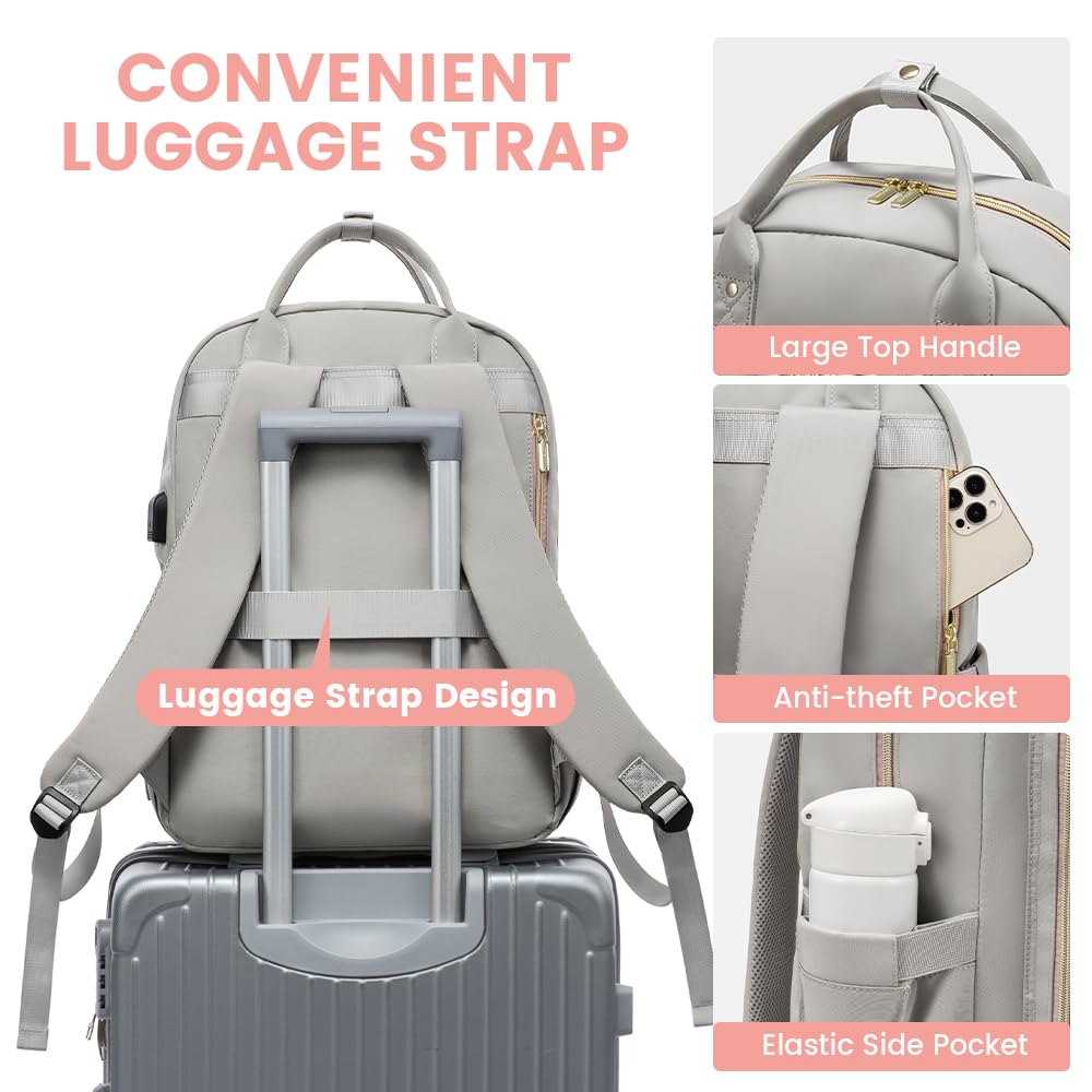 LOVEVOOK Laptop Backpack for Women, Water Resistant Travel Work Backpacks Purse College Business Teacher Nurse Computer bag with USB Charging Port