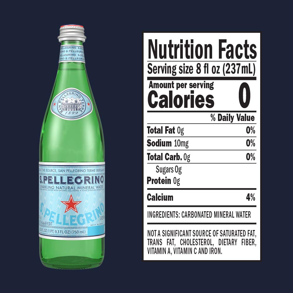 S.Pellegrino Sparkling Natural Mineral Water, 750 Ml glass bottles (12 pack)