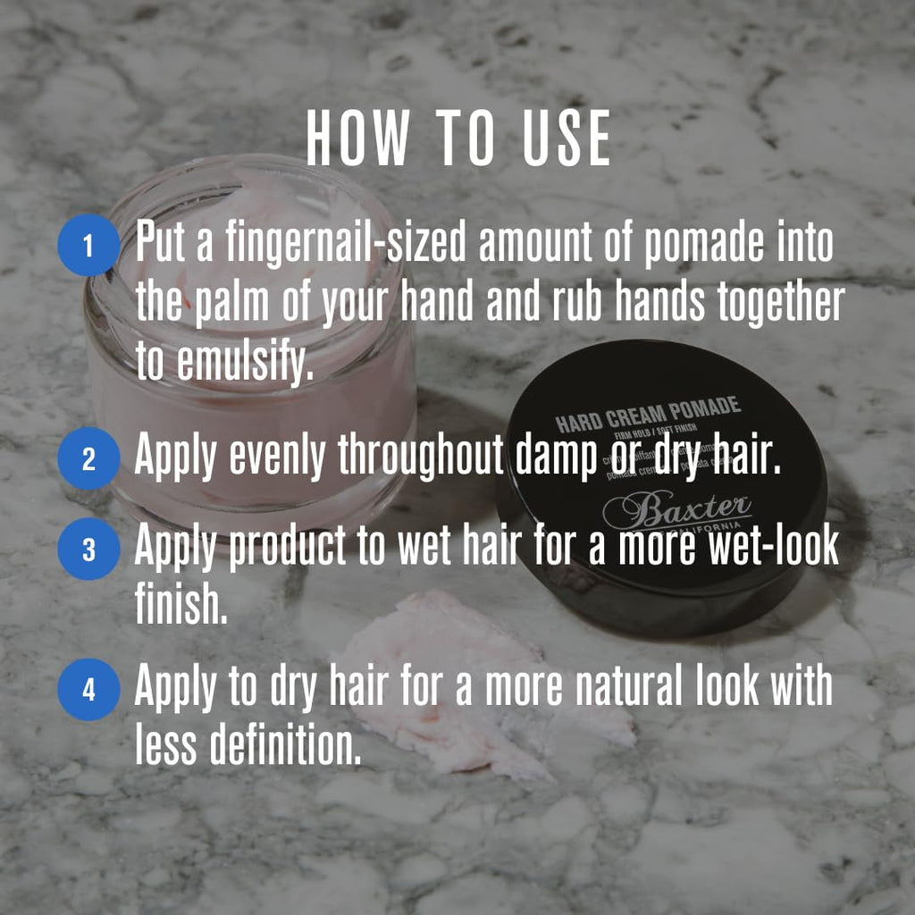 Baxter of California Hard Cream Pomade for Men | Natural Finish | Firm Hold | Hair Pomade