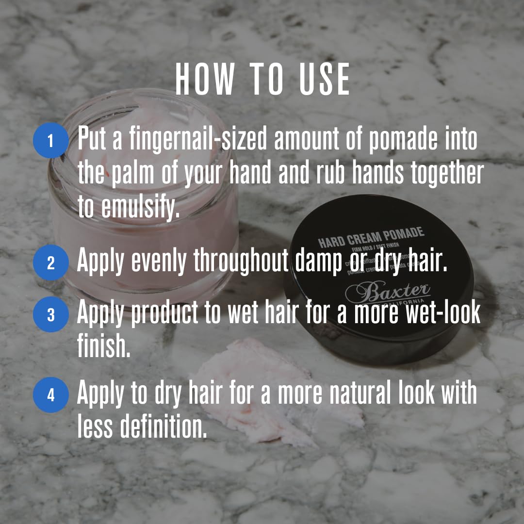 Baxter of California Hard Cream Pomade for Men | Natural Finish | Firm Hold | Hair Pomade