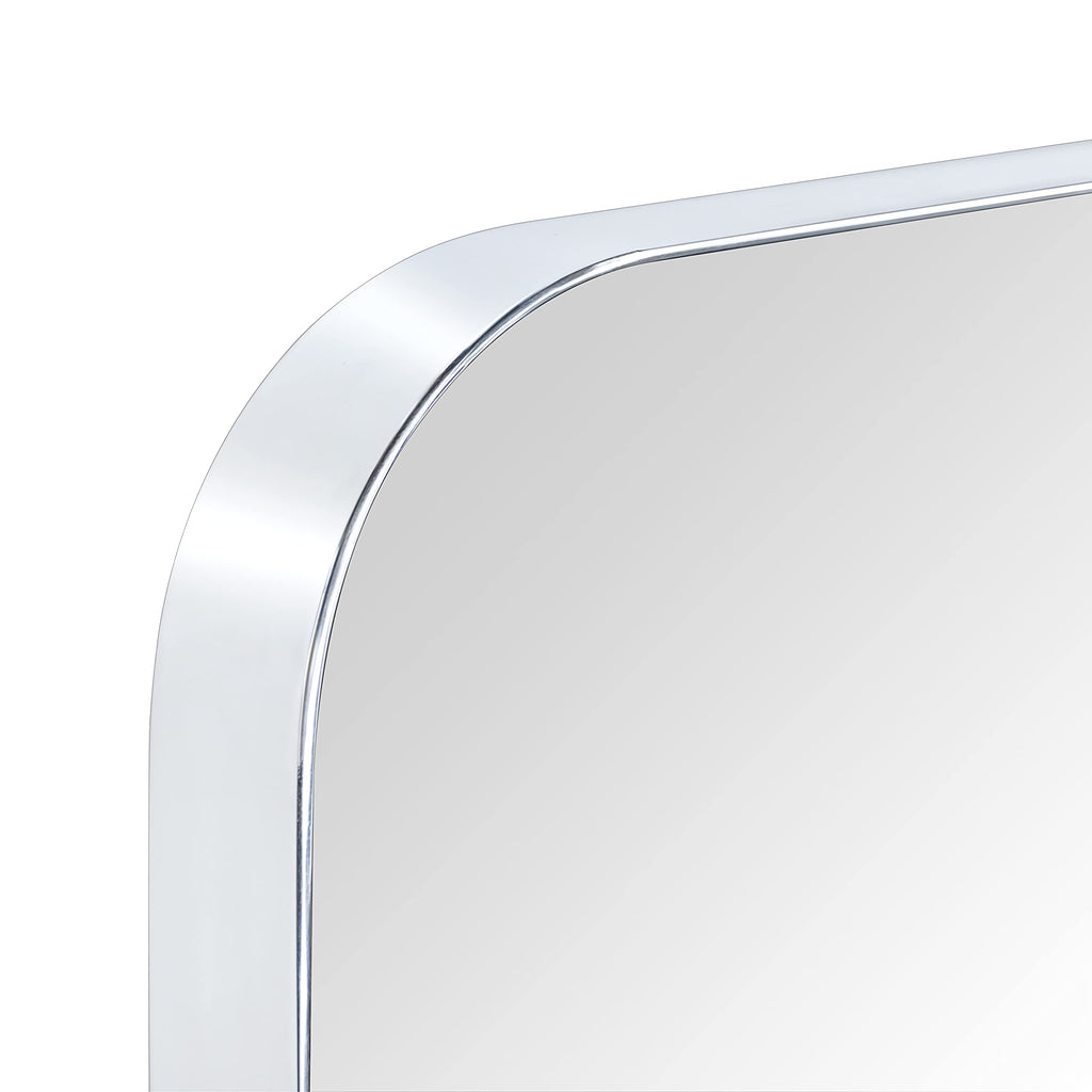 GRACTO 20x30 inch Brushed Nickel Stainless Steel Metal Framed Bathroom Mirror for Wall Mounted Rounded Rectangular Bathroom Vanity Mirror