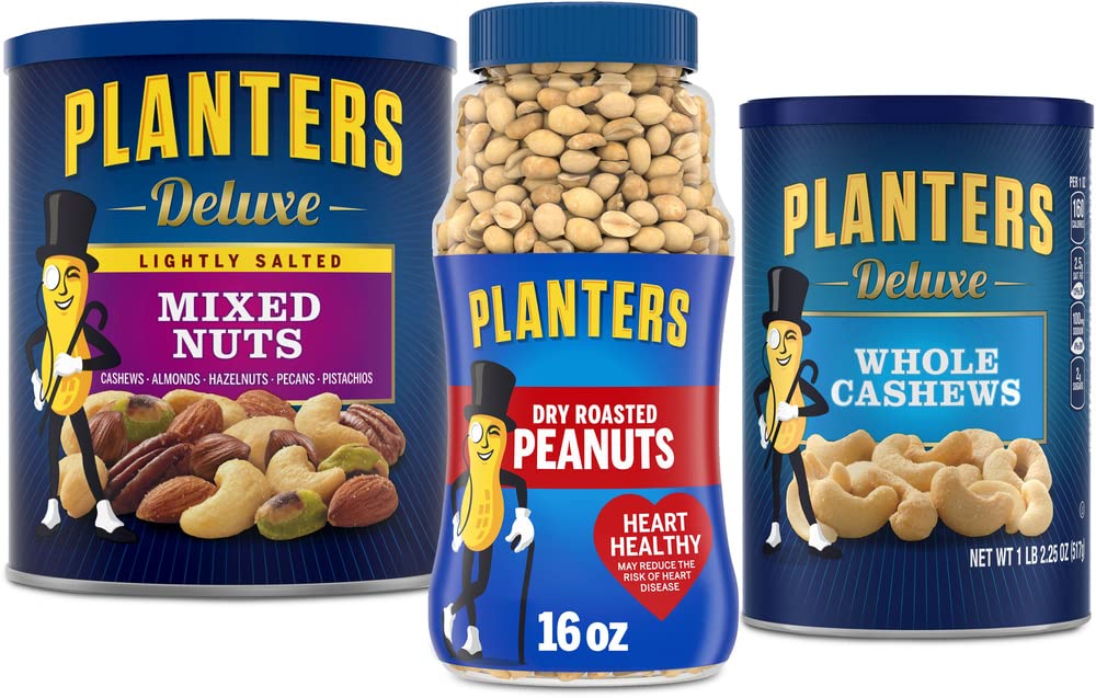 PLANTERS Deluxe Lightly Salted Whole Cashews, 18.25 oz. Resealable Container - Lightly Salted Cashews & Lightly Salted Nuts - Snacks for Adults & Kids - Vegan Snacks, Kosher