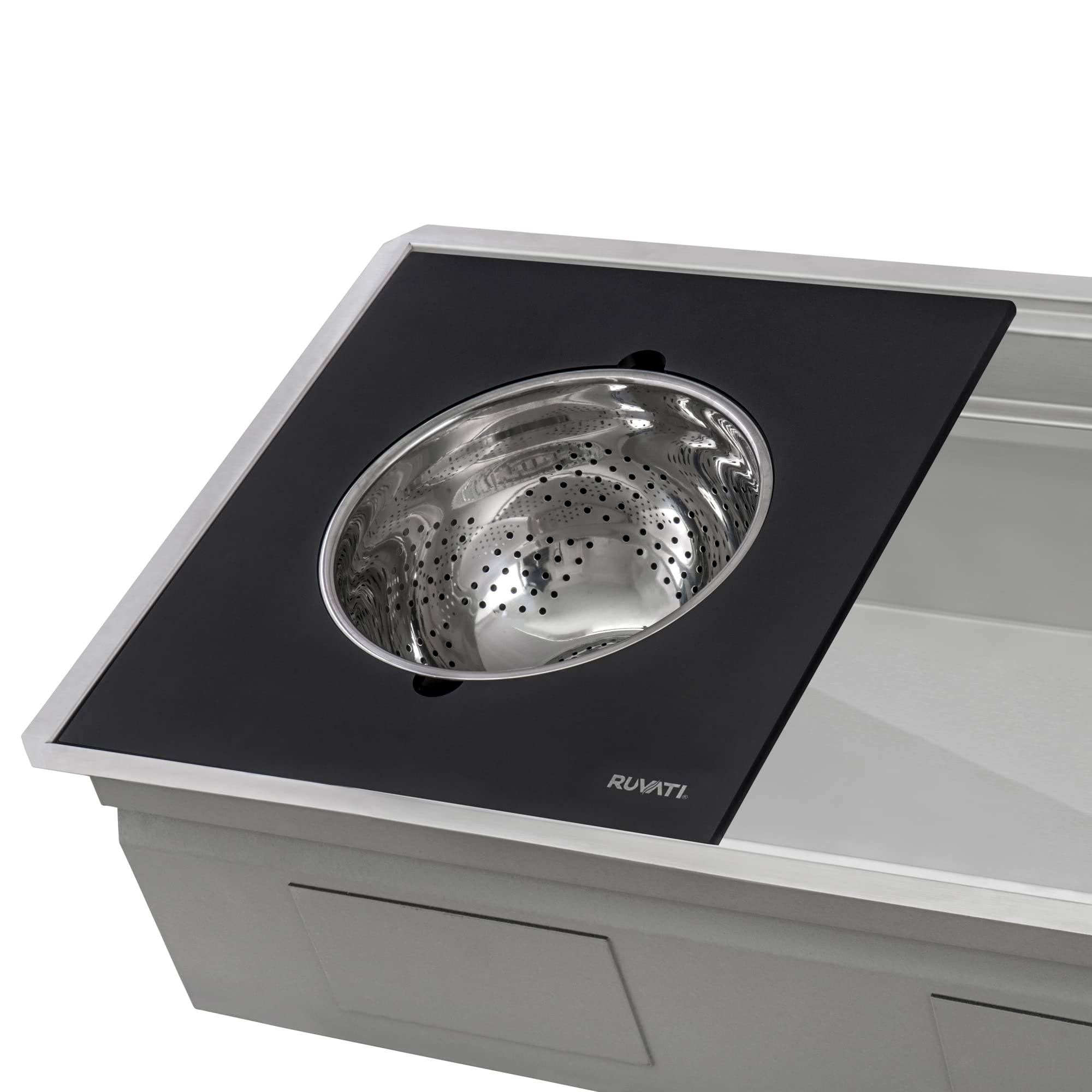 Ruvati 33-inch Workstation Kitchen Sink - Dual Tier Double Bowl Kitchen Sink - Low Divide Undermount Sinks - 16 Gauge Stainless Steel Kitchens Sinks - RVH8255