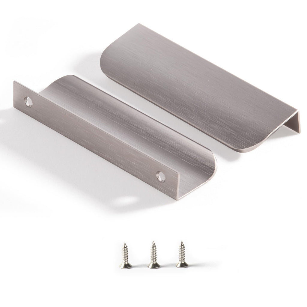 Satanga Edge Finger Pulls for cabinets Kitchen Concealed Drawer Pull Aluminum Hidden Back Mount Door Handle for Home Pack of 5 Modern White 3 Inch Overall Length Easy Installation