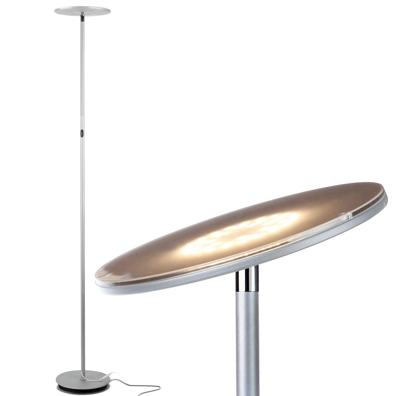 Brightech Sky LED Floor lamp, Torchiere Super Bright Floor Lamp for Living Room Decor & Office - Dimmable, Tall Standing Lamp with Warm Light for Bedroom & Reading - Bronze