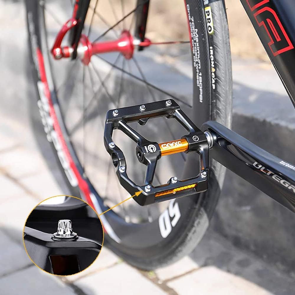 CXWXC Road/MTB Bike Pedals - Aluminum Alloy Bicycle Pedals - Mountain Bike Pedal with Removable Anti-Skid Nails