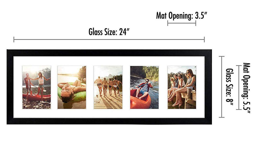 Americanflat 4x6 Double Picture Frame with Shatter-Resistant Glass - Fits Two 4x6 Photos or use as One 6x14 Frame - Signature Collection - Collage Frames for Tabletop and Wall Display - Black