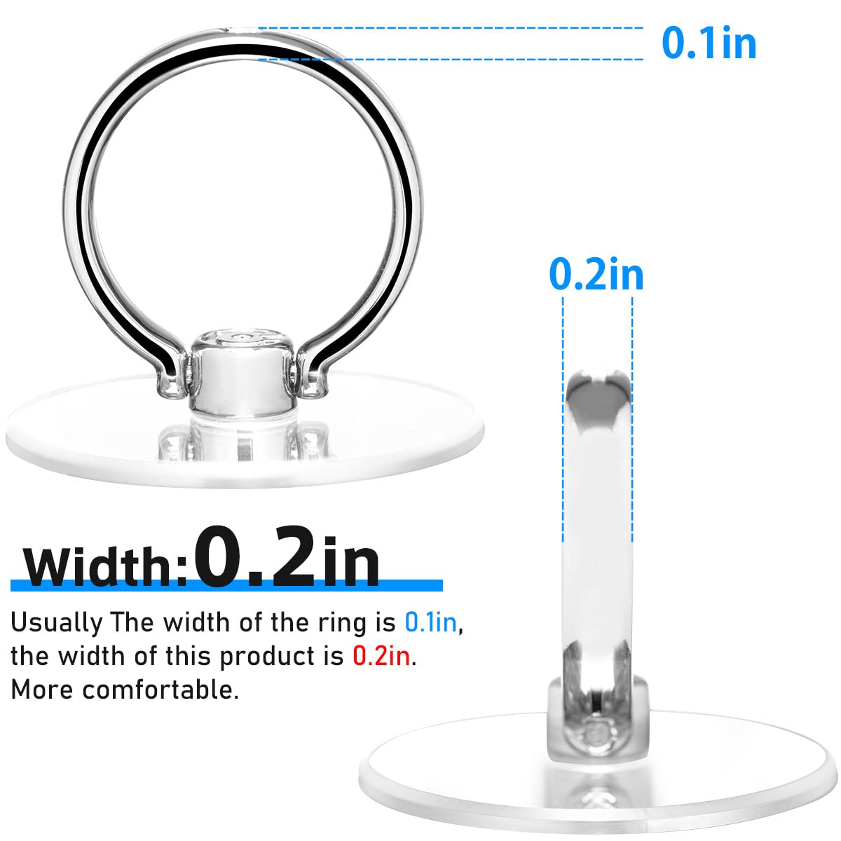 Transparent Phone Ring Holder Grip - EI Sonador Clear Cell Phone Ring Stand Holder Finger Grip Kickstand 360° Rotation, Compatible with Most of Phones, Tablets and Case (2 Aquamarine Diamond)