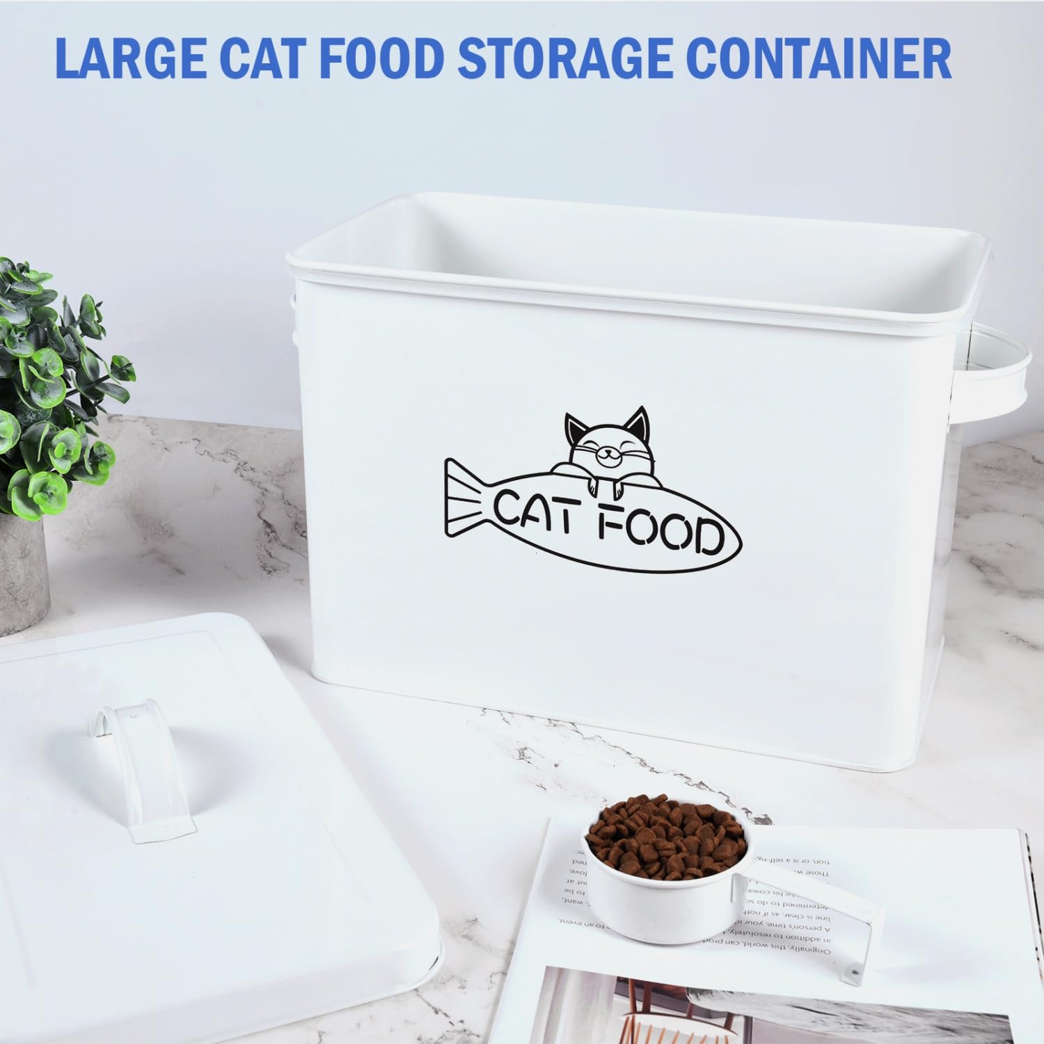 Vumdua Dog and Cat Food Storage Container, Farmhouse Pet Food Containers with Lid and Dry Food Scoop, Durable Airtight Great Gift for Pet Owners